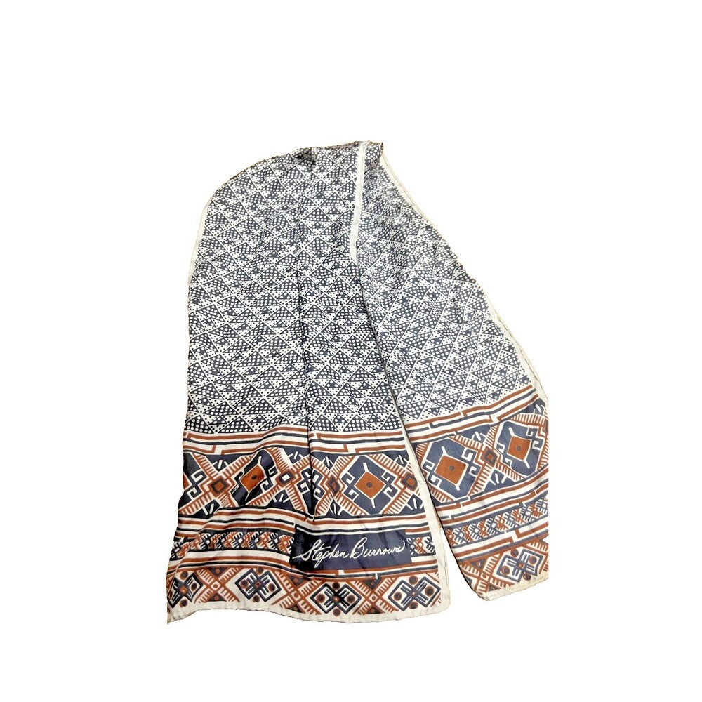 VTG Stephen Burrows tribal print Rectangle scarf  Rolled Hem 44x13”